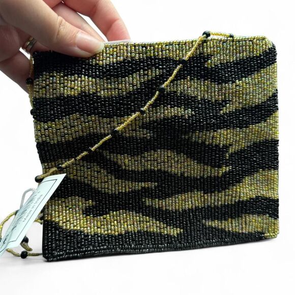 Handmade Gold Black Leopard Print Beaded Crossbody | Delicate & Stunning | NWT - Picture 4 of 6